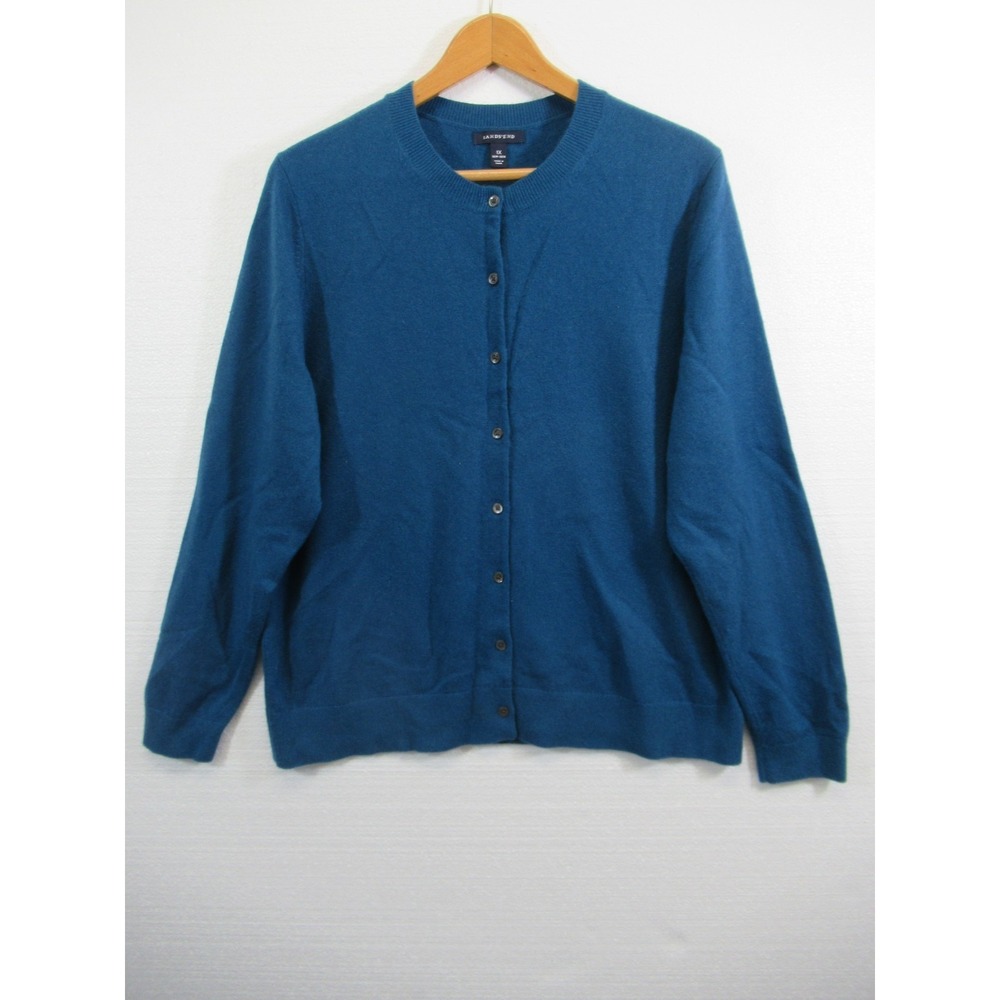 Lands End Cashmere Cardigan Sweater Women Plus Size 1X Teal